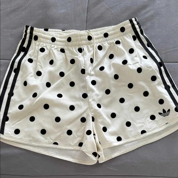 adidas White Polka Dot Athletic sprinter Shorts - Picture 1 of 5